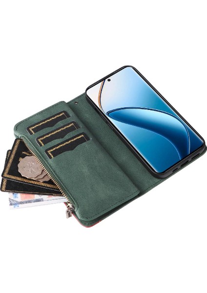 Realme 12 Pro Artı Kickstand Koruyucu Fermuar Cüzdan Tarzı Dokuz (Yurt Dışından)