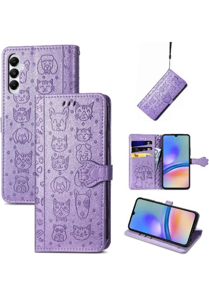 Samsung Galaxy A05S Kılıf Için Kılıf Karikatür Hayvanlar Kısa Kayış Flip (Yurt Dışından)