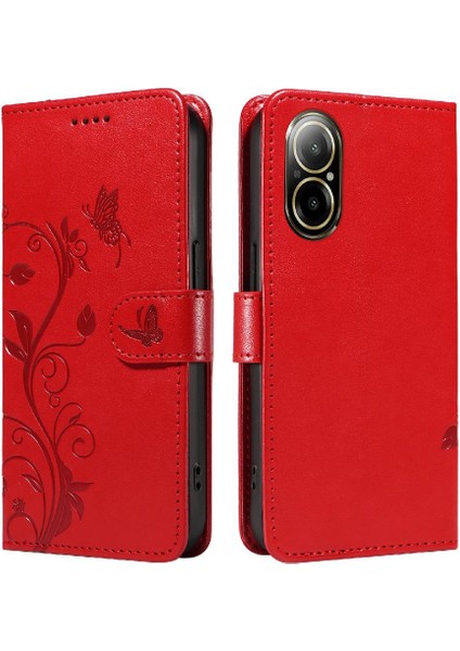 El Kayışı ve Kart ile Realme C67 4g Kabartmalı Kelebek Için Flip Case (Yurt Dışından)