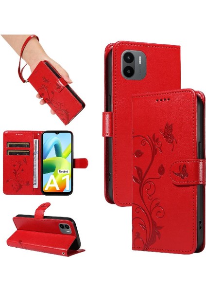Xiaomi Redmi A1 Için Kılıf Yüksek Kaliteli Deri ve Kart Yuvası Kabartmalı (Yurt Dışından)