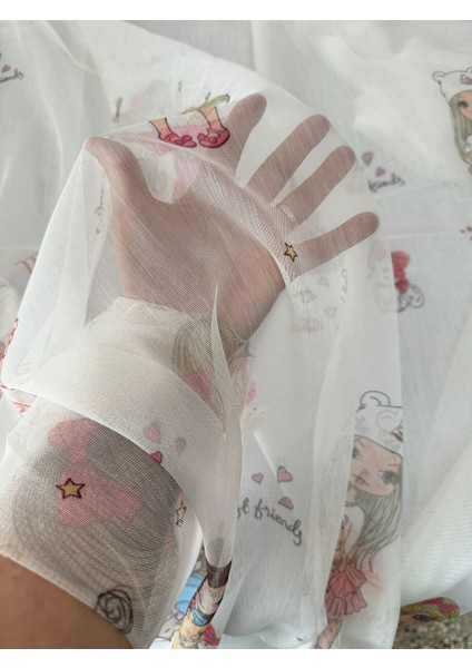 Eteği Kurşunlu Küçük Prenses Desenli Çocuk Odası Tül Perde Ekstrafor Büzgü fiyatları