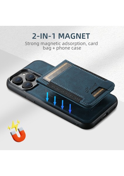 iPhone 15 Pro Max Manyetik Deri+Tpu Telefon Kılıfı (Yurt Dışından)