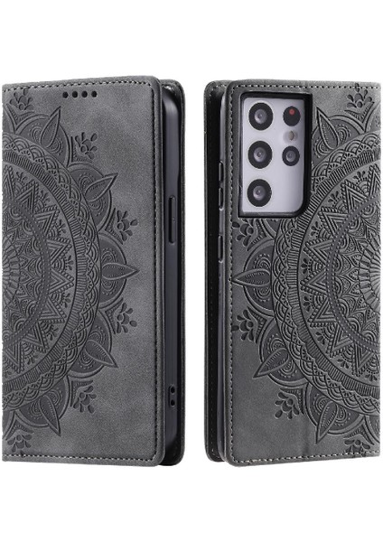 Samsung Galaxy S21 Ultra Yan Toka Tam Koruma Pu Deri (Yurt Dışından)