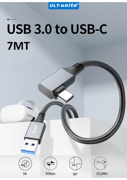 Meta Quest 3 3S ve 2 Ile Uyumlu Link Kablosu - 7mt 5gbps USB 3.2 Hızlı Veri Aktarımı,hızlı Şarj Usb-C