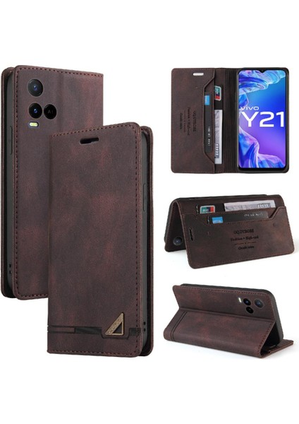Vıvo Y21 Premium Deri Iki Kart Yuvaları Kickstand Premium Için Kılıf (Yurt Dışından) fırsatları
