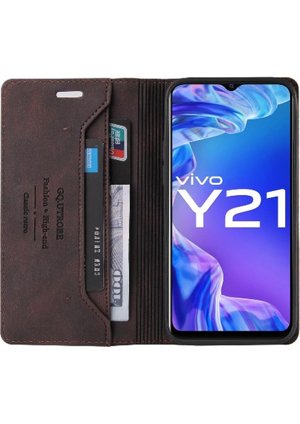 Vıvo Y21 Premium Deri Iki Kart Yuvaları Kickstand Premium Için Kılıf (Yurt Dışından) indirimleri