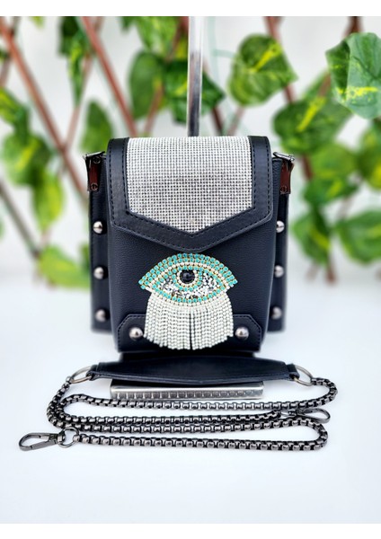 Arba Bag Accessory Kristal Taş Sallantılı Figür Model Crossbady (Çapraz) Kadın Çantası