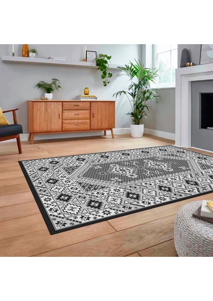 Dijital Baskılı Kaymaz Taban Yıkanabilir Etnik Desen Yolluk Salon Halısı, V-Etnik-08-Gri, fiyatları