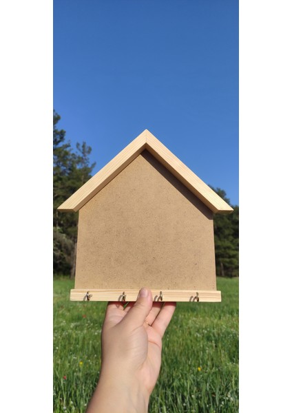 Ahşap Çerçeveli Boyanabilir Ev Şeklinde Açık Anahtarlık Panosu 20X25CM Ham fırsatları
