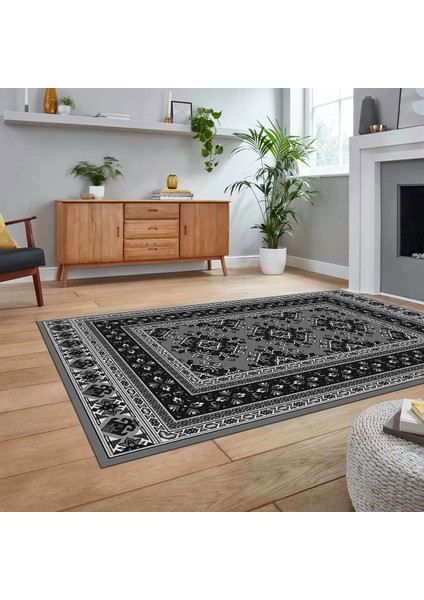 Dijital Baskılı Kaymaz Taban Yıkanabilir Etnik Desen Yolluk Salon Halısı, V-Etnik-04-Gri, fiyatları