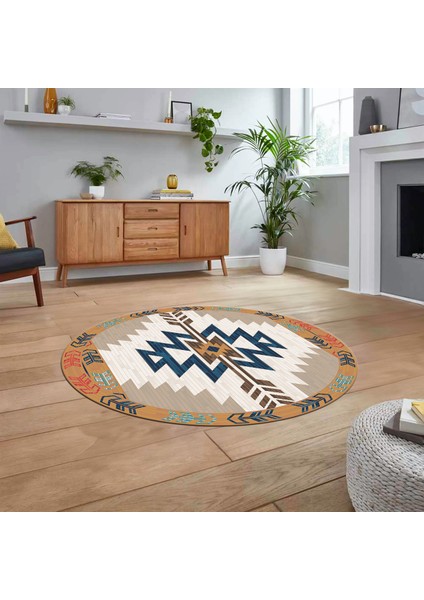 Dijital Kaymaz Taban Yıkanabilir Yuvarlak Etnik Desen Mutfak Salon Halısı, V-Y-Etnik-05-Renkli, fiyatları