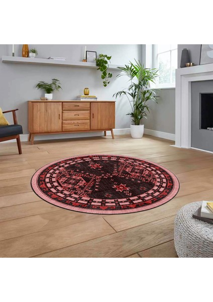 Dijital Kaymaz Taban Yıkanabilir Yuvarlak Etnik Desen Mutfak Salon Halısı, V-Y-Etnik-03-Pembe, fiyatları