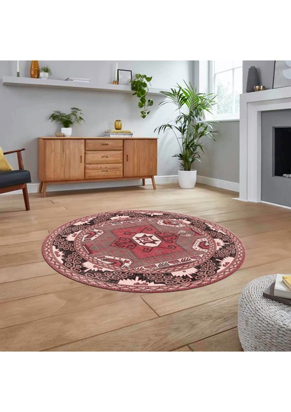 Dijital Kaymaz Taban Yıkanabilir Yuvarlak Etnik Desen Mutfak Salon Halısı, V-Y-Etnik-10-Pembe, fiyatları