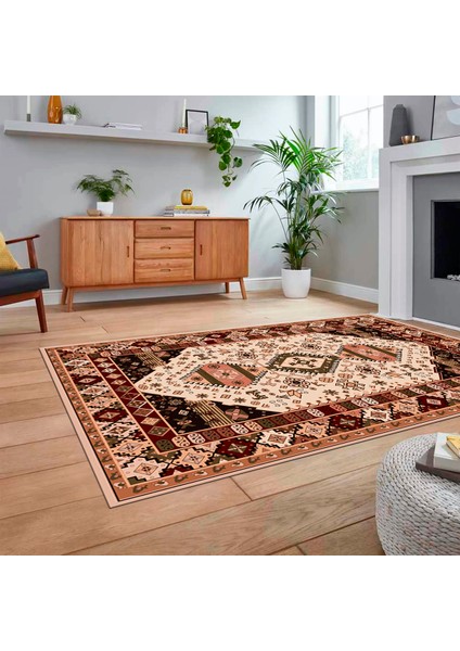 Dijital Baskılı Kaymaz Taban Yıkanabilir Etnik Desen Yolluk Salon Halısı, V-Etnik-07-Bej, fiyatları