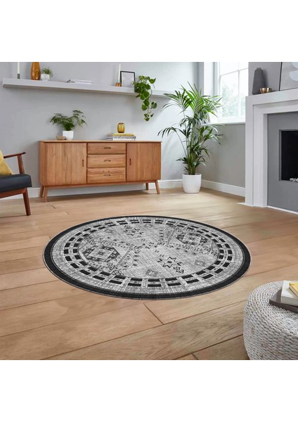 Dijital Kaymaz Taban Yıkanabilir Yuvarlak Etnik Desen Mutfak Salon Halısı, V-Y-Etnik-03-Gri, fiyatları