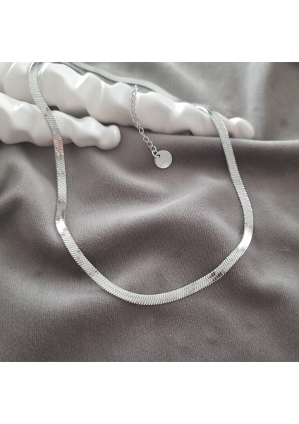 Çelik Gümüş Renk Italyan Zinciri Ezme Zincir Kolye modelleri