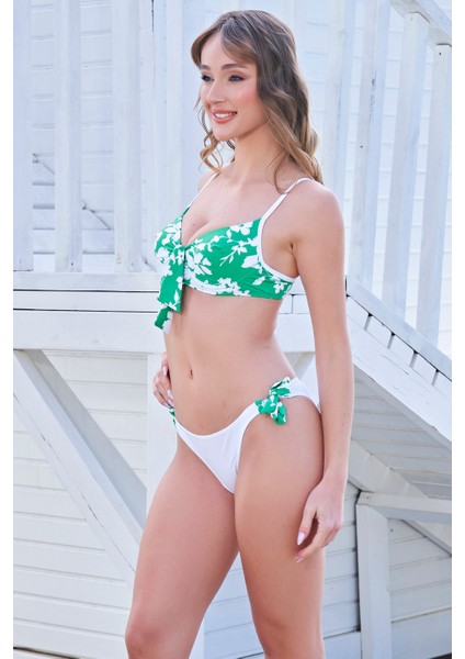 Rukomayo Yeşil Desenli Boş Kaplı Balenli Bikini