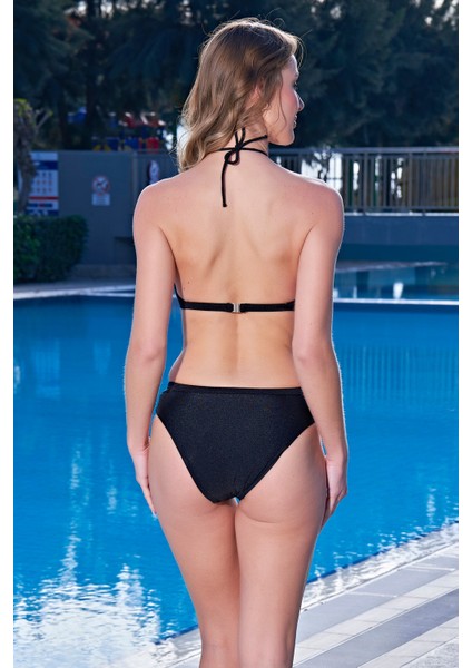Rukomayo Siyah Boyundan Bağlamalı Straplez Bikini modelleri