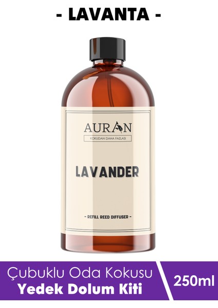 Lavanta Yedek Çubuklu Oda Ve Ortam Kokusu Esansı Yedek Dolum Şişe Lavender 250ml