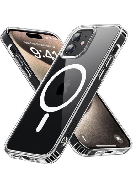 Apple iPhone 11 Kılıf Magsafe Wireless Kablosuz Şarj Destekli Sert Silikon Şeffaf Kapak