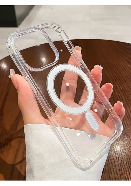 Apple iPhone 11 Kılıf Magsafe Wireless Kablosuz Şarj Destekli Sert Silikon Şeffaf Kapak