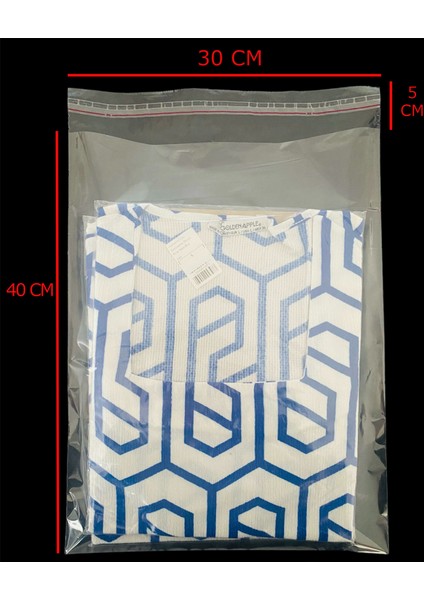 50 Adet 30*45 Cm Bantlı Yapışkanlı Şeffaf OPP Jelatin Poşet (30*40+5 Cm)