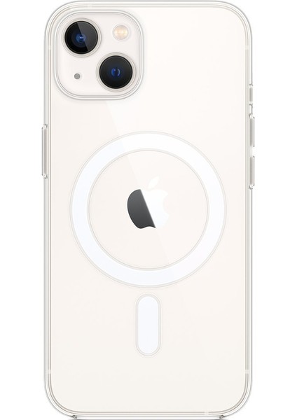 Apple iPhone 13 Mini Kılıf Magsafe Wireless Kablosuz Şarj Destekli Sert Silikon Şeffaf Kapak