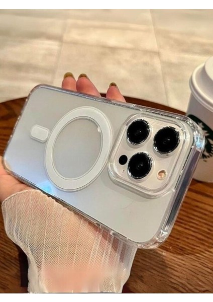 Apple iPhone 13 Pro Max Kılıf Magsafe Wireless Kablosuz Şarj Destekli Sert Silikon Şeffaf Kapak