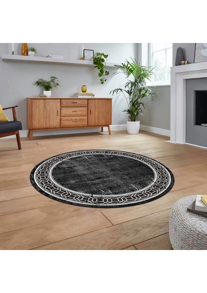 Dijital Kaymaz Taban Yıkanabilir Yuvarlak Çerçeveli Mutfak Salon Halısı, V-Y-Çerçeveli-31-Antrasit, fiyatları