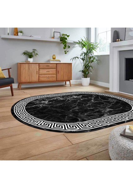 Dijital Kaymaz Taban Yıkanabilir Oval Çerçeveli Mutfak Salon Halısı, V-O-Çerçeveli-17-Antrasit, fiyatları