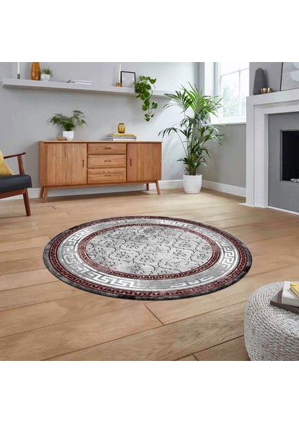 Dijital Kaymaz Taban Yıkanabilir Yuvarlak Çerçeveli Mutfak Salon Halısı, V-Y-Çerçeveli-10-Bordo, fiyatları