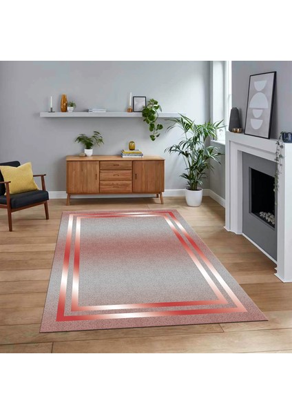 Dijital Baskılı Kaymaz Taban Yıkanabilir Çerçeveli Mutfak Salon Halısı, V-Çerçeveli-39-Kırmızı,