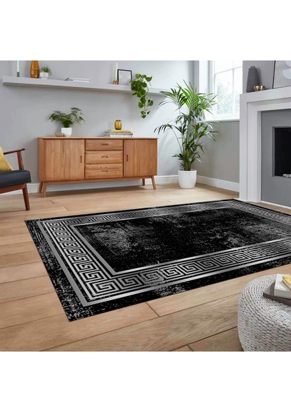 Dijital Baskılı Kaymaz Taban Yıkanabilir Çerçeveli Mutfak Salon Halısı, V-Çerçeveli-13-Siyah, fiyatları