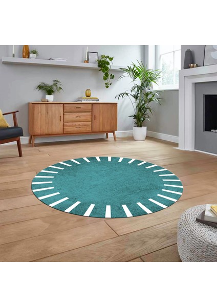 Dijital Kaymaz Taban Yıkanabilir Yuvarlak Çerçeveli Mutfak Salon Halısı, V-Y-Çerçeveli-40-Mavi, fiyatları