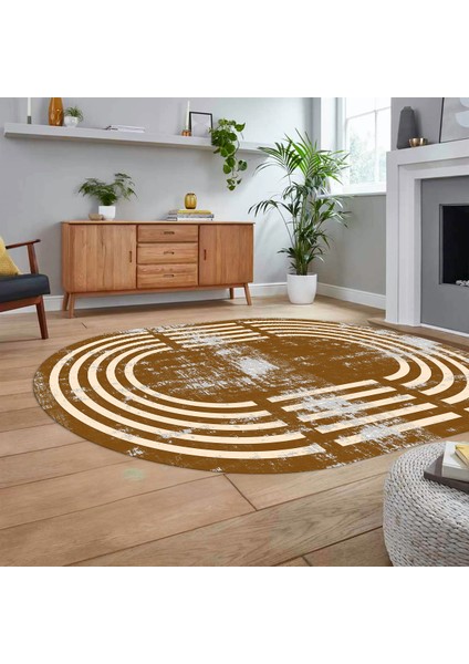 Dijital Kaymaz Taban Yıkanabilir Oval Çerçeveli Mutfak Salon Halısı, V-O-Çerçeveli-15-Kahve, fiyatları