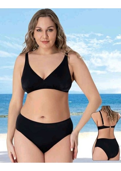 Toparlayıcı Bikini Takımı Büyük Beden Siyah