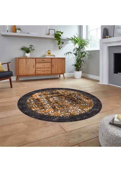 Dijital Kaymaz Taban Yıkanabilir Yuvarlak Çerçeveli Mutfak Salon Halısı, V-Y-Çerçeveli-16-Turuncu, fiyatları