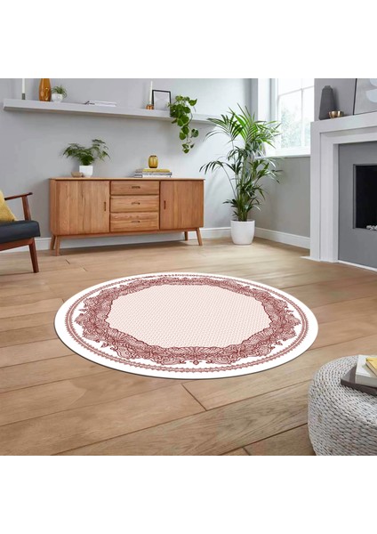 Dijital Kaymaz Taban Yıkanabilir Yuvarlak Çerçeveli Mutfak Salon Halısı, V-Y-Çerçeveli-34-Bordo, fiyatları