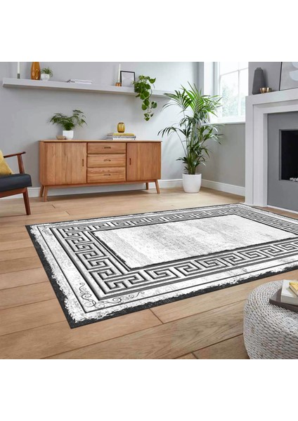 Dijital Baskılı Kaymaz Taban Yıkanabilir Çerçeveli Mutfak Salon Halısı, V-Çerçeveli-09-Gri, fiyatları