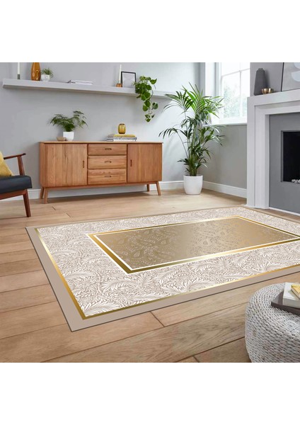 Dijital Baskılı Kaymaz Taban Yıkanabilir Çerçeveli Mutfak Salon Halısı, V-Çerçeveli-37-Gold, fiyatları