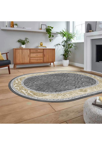Dijital Kaymaz Taban Yıkanabilir Oval Çerçeveli Mutfak Salon Halısı, V-O-Çerçeveli-21-Gold, fiyatları
