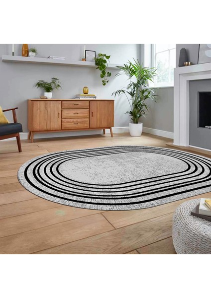 Dijital Kaymaz Taban Yıkanabilir Oval Çerçeveli Mutfak Salon Halısı, V-O-Çerçeveli-08-Gri, fiyatları