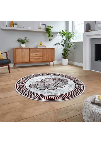 Dijital Kaymaz Taban Yıkanabilir Yuvarlak Çerçeveli Mutfak Salon Halısı, V-Y-Çerçeveli-04-Bordo, fiyatları