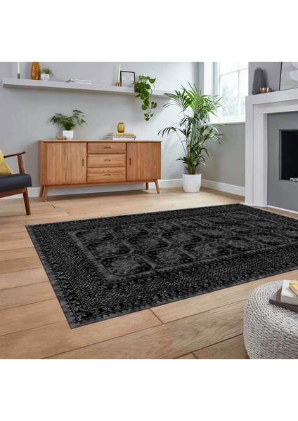 Dijital Baskılı Kaymaz Taban Yıkanabilir Çerçeveli Mutfak Salon Halısı, V-Çerçeveli-20-Antrasit, fiyatları