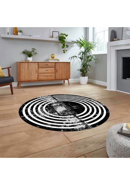 Dijital Kaymaz Taban Yıkanabilir Yuvarlak Çerçeveli Mutfak Salon Halısı, V-Y-Çerçeveli-15-Siyah, fiyatları