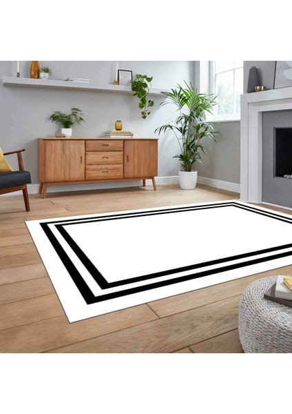 Dijital Baskılı Kaymaz Taban Yıkanabilir Çerçeveli Mutfak Salon Halısı, V-Çerçeveli-38-Beyaz, fiyatları