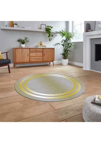 Dijital Kaymaz Taban Yıkanabilir Yuvarlak Çerçeveli Mutfak Salon Halısı, V-Y-Çerçeveli-39-Sarı, fiyatları
