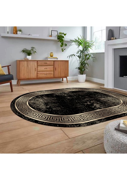 Dijital Kaymaz Taban Yıkanabilir Oval Çerçeveli Mutfak Salon Halısı, V-O-Çerçeveli-13-Gold, fiyatları