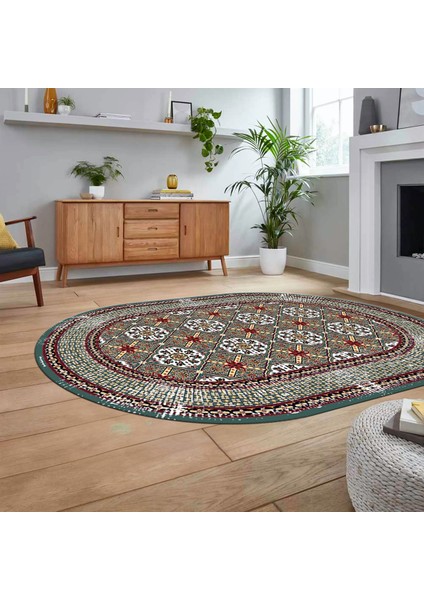 Dijital Kaymaz Taban Yıkanabilir Oval Çerçeveli Mutfak Salon Halısı, V-O-Çerçeveli-26-Renkli, fiyatları
