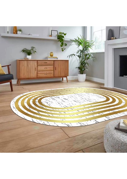 Dijital Kaymaz Taban Yıkanabilir Oval Çerçeveli Mutfak Salon Halısı, V-O-Çerçeveli-41-Gold, fiyatları